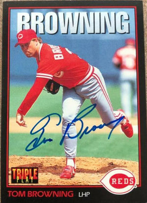 Tom Browning Signed 1993 Triple Play Baseball Card - Cincinnati Reds - PastPros