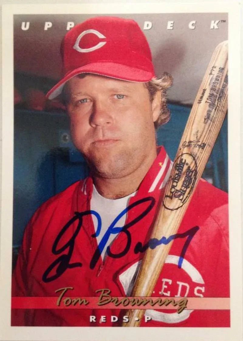 Tom Browning Signed 1993 Upper Deck Baseball Card - Cincinnati Reds