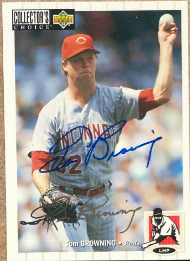 Tom Browning Signed 1994 Collector's Choice Silver Signature Baseball Card - Cincinnati Reds - PastPros