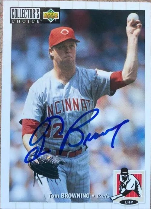 Tom Browning Signed 1994 Collector's Choice Baseball Card - Cincinnati Reds