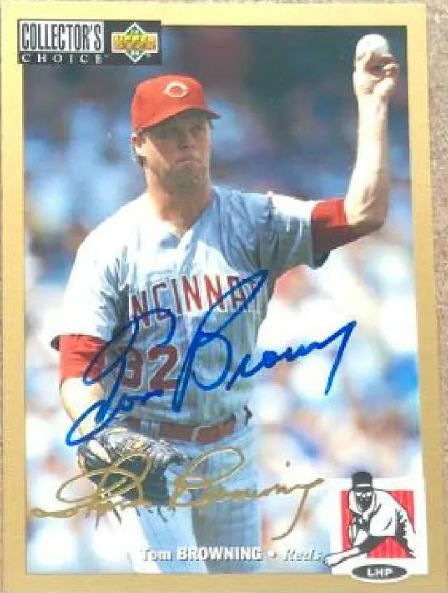Tom Browning Signed 1994 Collector's Choice Gold Signature Baseball Card - Cincinnati Reds