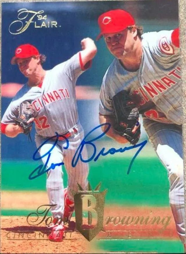 Tom Browning Signed 1994 Flair Baseball Card - Cincinnati Reds
