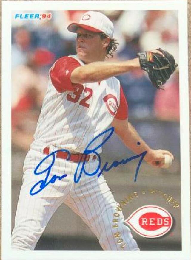 Tom Browning Signed 1994 Fleer Baseball Card - Cincinnati Reds - PastPros