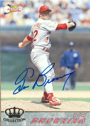Tom Browning Signed 1994 Pacific Crown Collection Baseball Card - Cincinnati Reds - PastPros