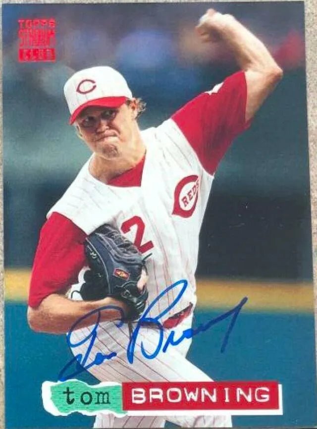 Tom Browning Signed 1994 Stadium Club Baseball Card - Cincinnati Reds