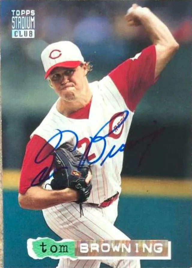 Tom Browning Signed 1994 Stadium Club Golden Rainbow Baseball Card - Cincinnati Reds