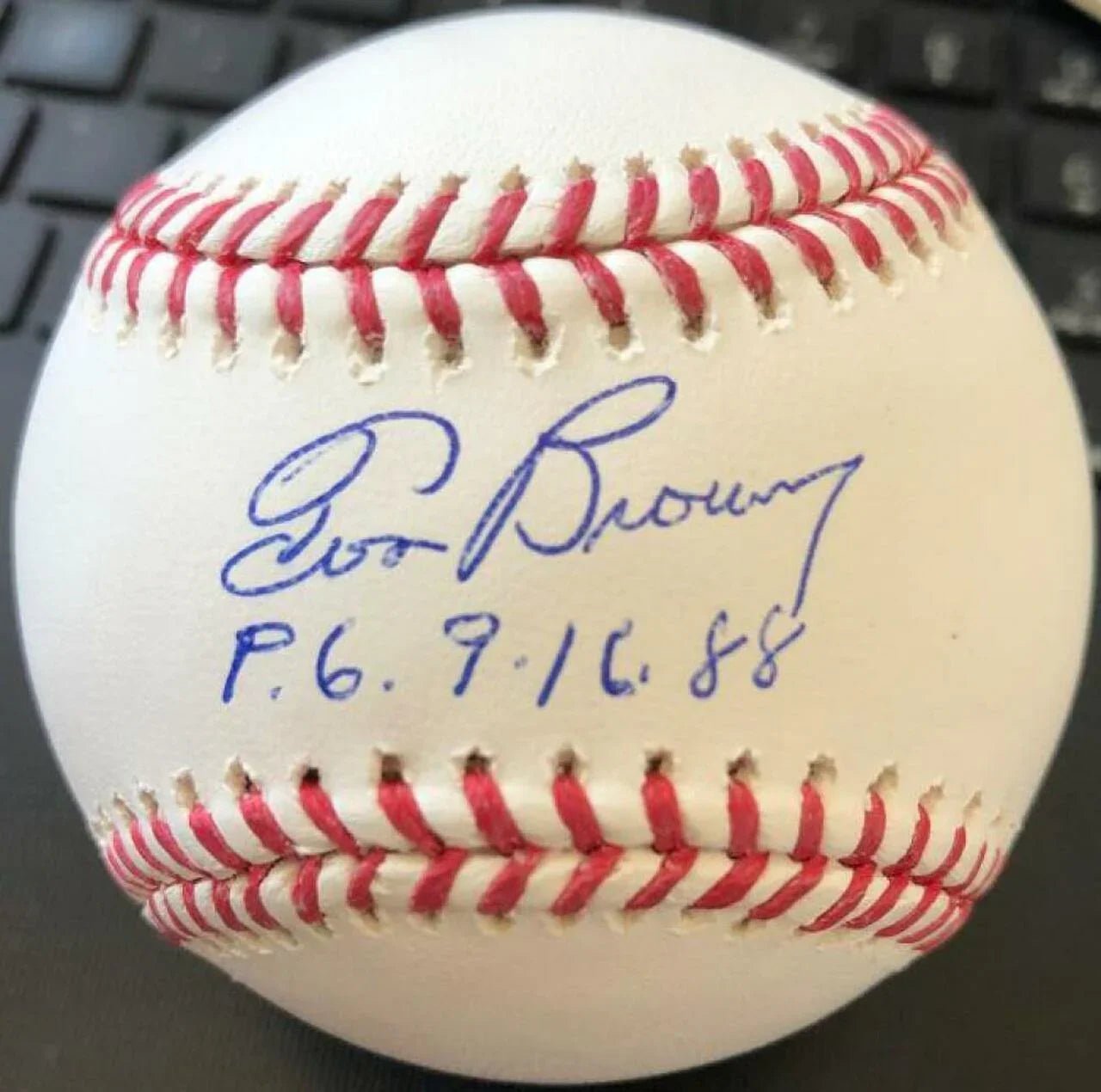 Tom Browning Signed Rawlings Official Major League Baseball w/ PG 9-16-88 Insc