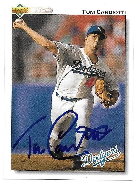 Tom Candiotti Signed 1992 Upper Deck Baseball Card - Los Angeles Dodgers
