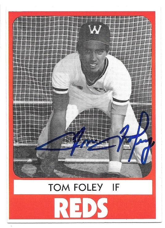Tom Foley Signed 1980 TCMA Baseball Card - Waterbury Reds - PastPros