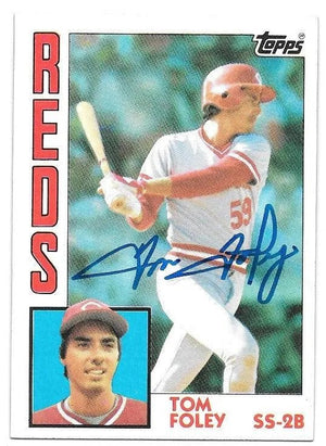 Tom Foley Signed 1984 Topps Baseball Card - Cincinnati Reds
