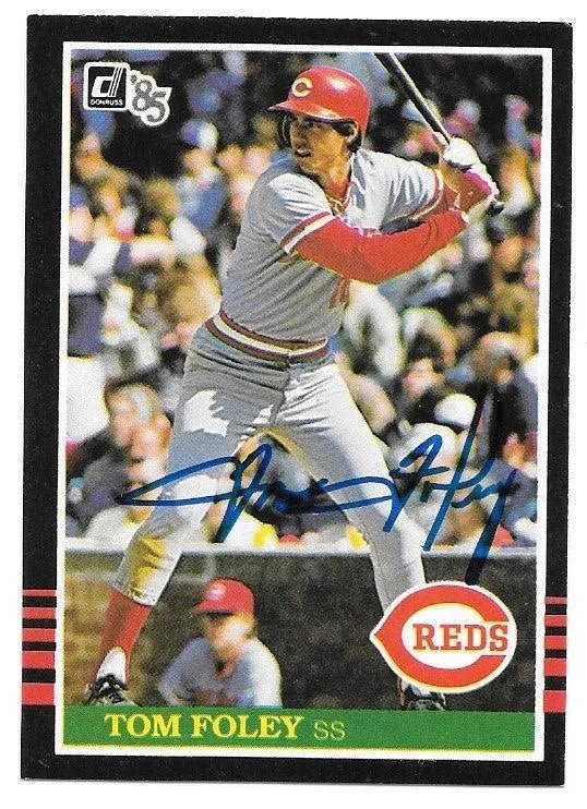 Tom Foley Signed 1985 Donruss Baseball Card - Cincinnati Reds