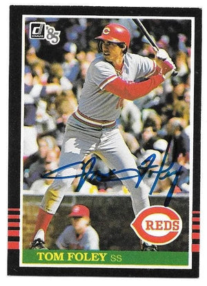 Tom Foley Signed 1985 Donruss Baseball Card - Cincinnati Reds