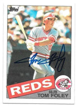 Tom Foley Signed 1985 Topps Baseball Card - Cincinnati Reds