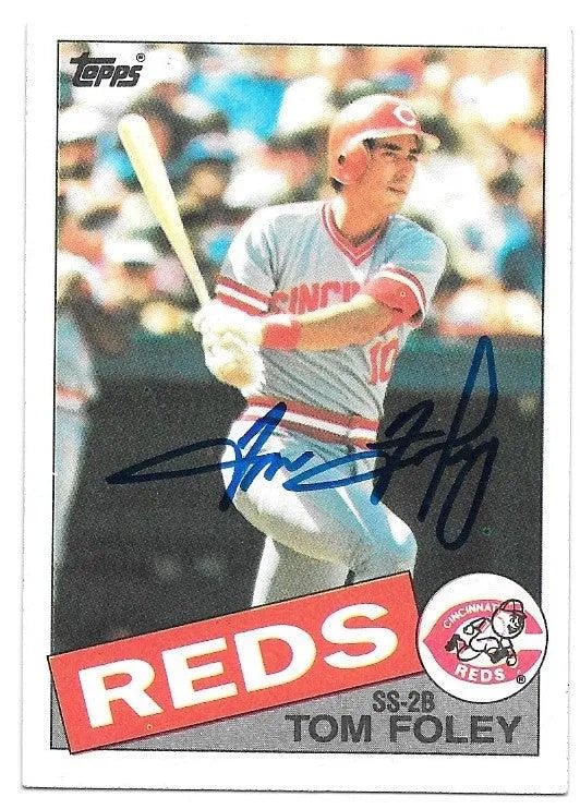 Tom Foley Signed 1985 Topps Baseball Card - Cincinnati Reds