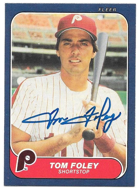 Tom Foley Signed 1986 Fleer Baseball Card - Philadelphia Phillies - PastPros