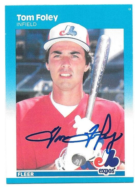 Tom Foley Signed 1987 Fleer Baseball Card - Montreal Expos - PastPros