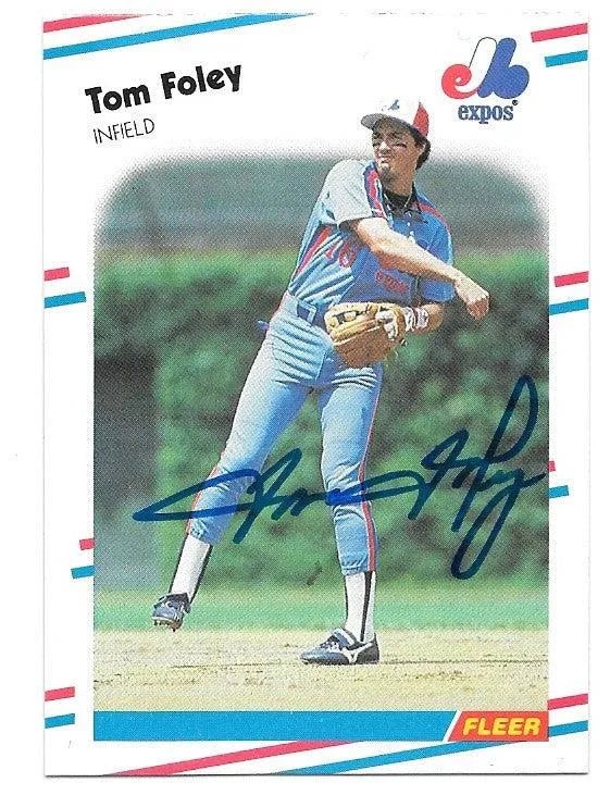 Tom Foley Signed 1988 Fleer Baseball Card - Montreal Expos