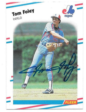 Tom Foley Signed 1988 Fleer Baseball Card - Montreal Expos - PastPros