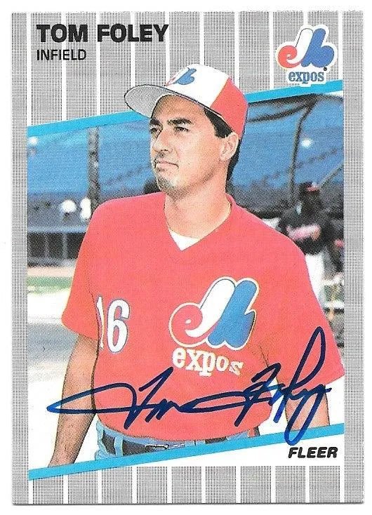 Tom Foley Signed 1989 Fleer Baseball Card - Montreal Expos