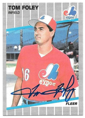Tom Foley Signed 1989 Fleer Baseball Card - Montreal Expos