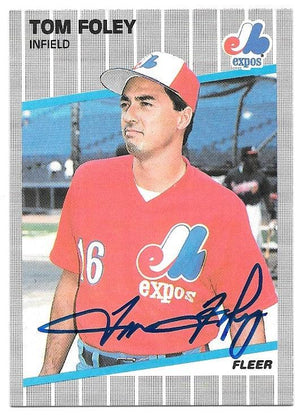 Tom Foley Signed 1989 Fleer Baseball Card - Montreal Expos - PastPros