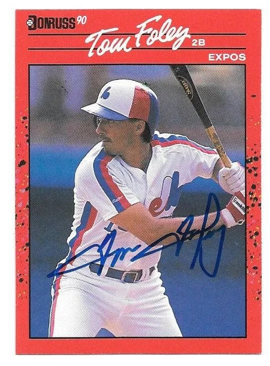 Tom Foley Signed 1990 Donruss Baseball Card - Montreal Expos