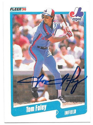 Tom Foley Signed 1990 Fleer Baseball Card - Montreal Expos - PastPros