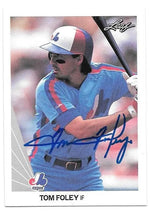 Tom Foley Signed 1990 Leaf Baseball Card - Montreal Expos
