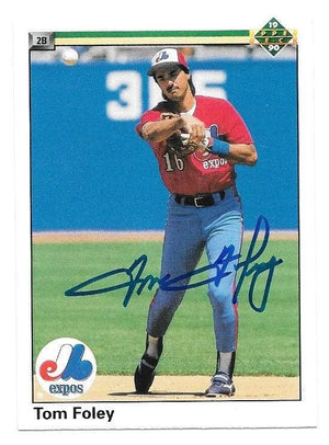Tom Foley Signed 1990 Upper Deck Baseball Card - Montreal Expos