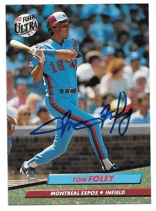 Tom Foley Signed 1992 Fleer Ultra Baseball Card - Montreal Expos