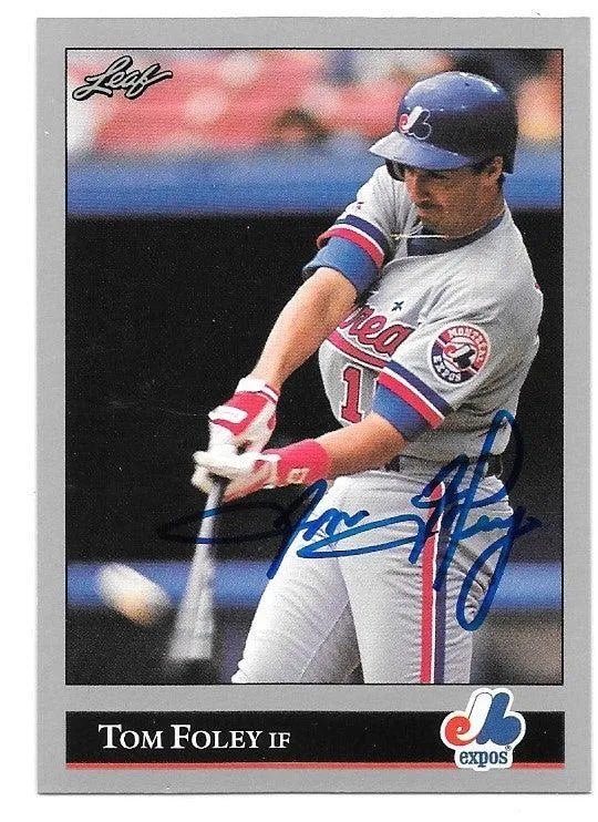 Tom Foley Signed 1992 Leaf Baseball Card - Montreal Expos