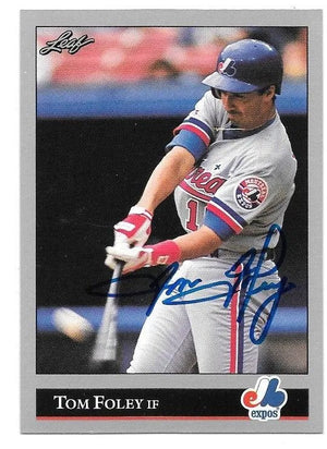 Tom Foley Signed 1992 Leaf Baseball Card - Montreal Expos