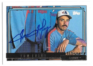 Tom Foley Signed 1992 Topps Gold Winner Baseball Card - Montreal Expos