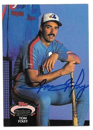 Tom Foley Signed 1992 Topps Stadium Baseball Card - Montreal Expos