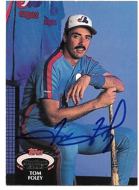 Tom Foley Signed 1992 Topps Stadium Baseball Card - Montreal Expos - PastPros
