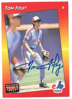 Tom Foley Signed 1992 Triple Play Baseball Card - Montreal Expos - PastPros