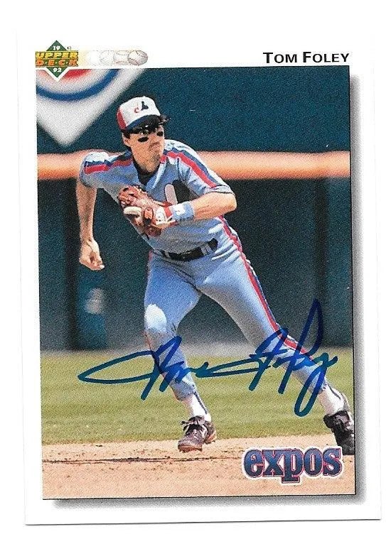 Tom Foley Signed 1992 Upper Deck Baseball Card - Montreal Expos