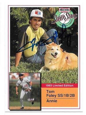 Tom Foley Signed 1993 Milk Bone Super Stars Baseball Card - PastPros