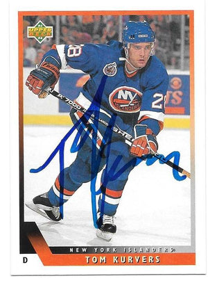 Tom Kurvers Signed 1993-94 Upper Deck Hockey Card - New York Islanders - PastPros