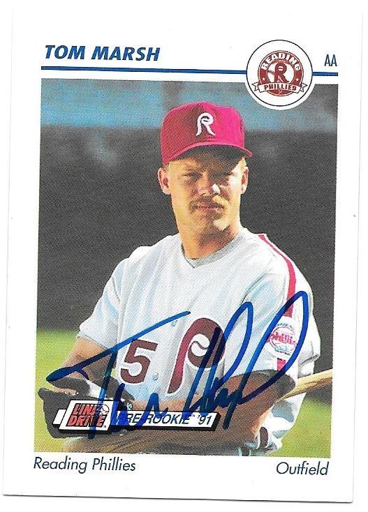 Tom Marsh Signed 1991 Line Drive AA Baseball Card - PastPros