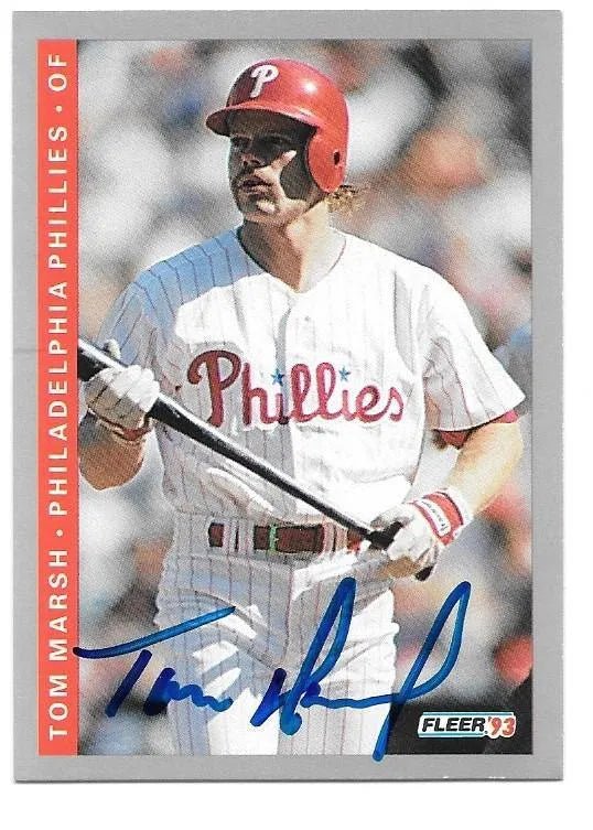 Tom Marsh Signed 1993 Fleer Baseball Card - Philadelphia Phillies