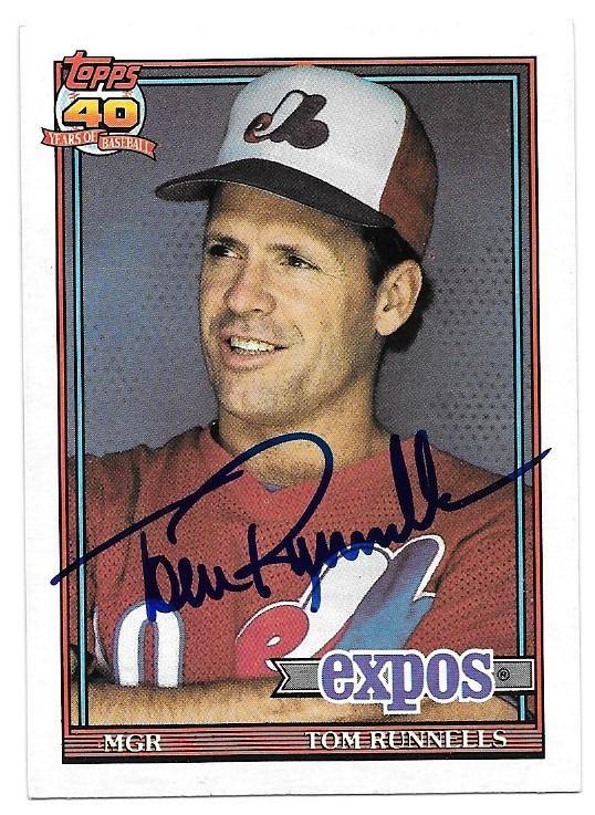 Tom Runnells Signed 1991 Topps Baseball Card - Montreal Expos - PastPros