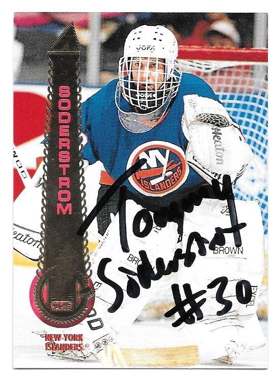 Tommy Soderstrom Signed 1994-95 Pinnacle Hockey Card - New York Islanders - PastPros