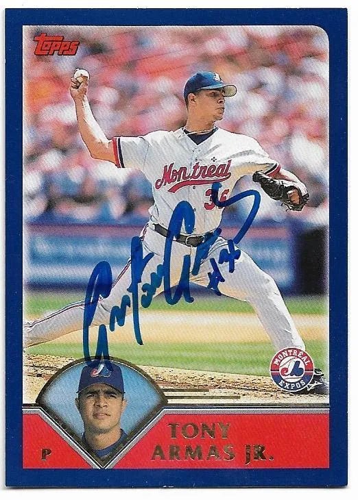 Tony Armas Jr Signed 2003 Topps Baseball Card - Montreal Expos