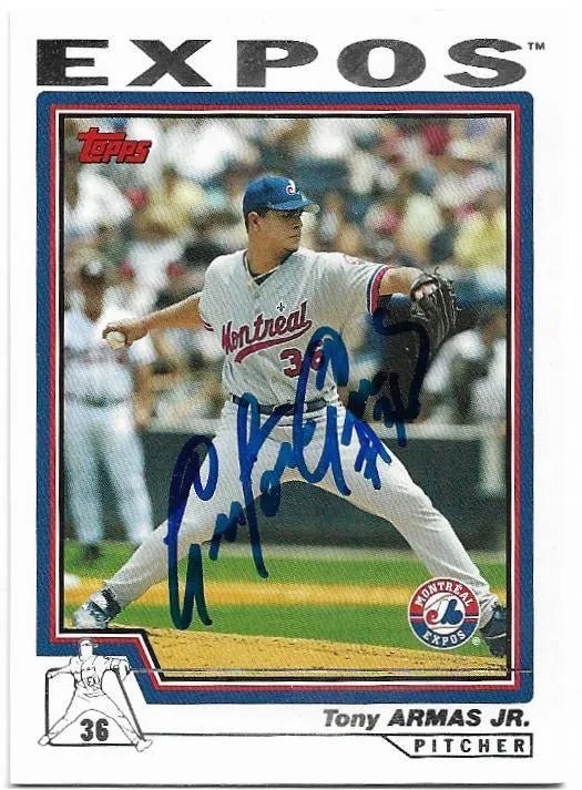 Tony Armas Jr Signed 2004 Topps Baseball Card - Montreal Expos