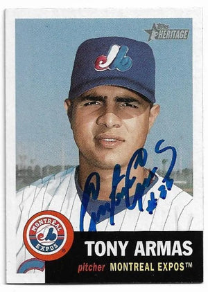 Tony Armas Signed 2002 Topps Heritage Baseball Card - Montreal Expos