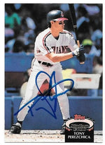 Tony Perezchica Signed 1992 Topps Stadium Club Baseball Card - Cleveland Indians