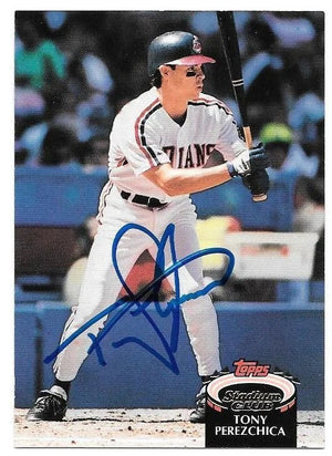 Tony Perezchica Signed 1992 Topps Stadium Club Baseball Card - Cleveland Indians