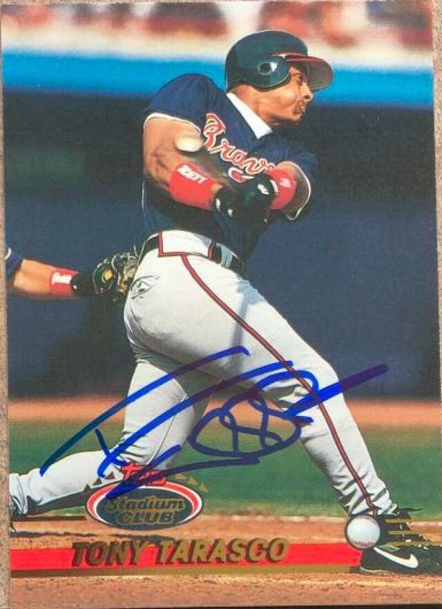 Tony Tarasco Signed 1993 Topps Stadium Baseball Card - Atlanta Braves - PastPros