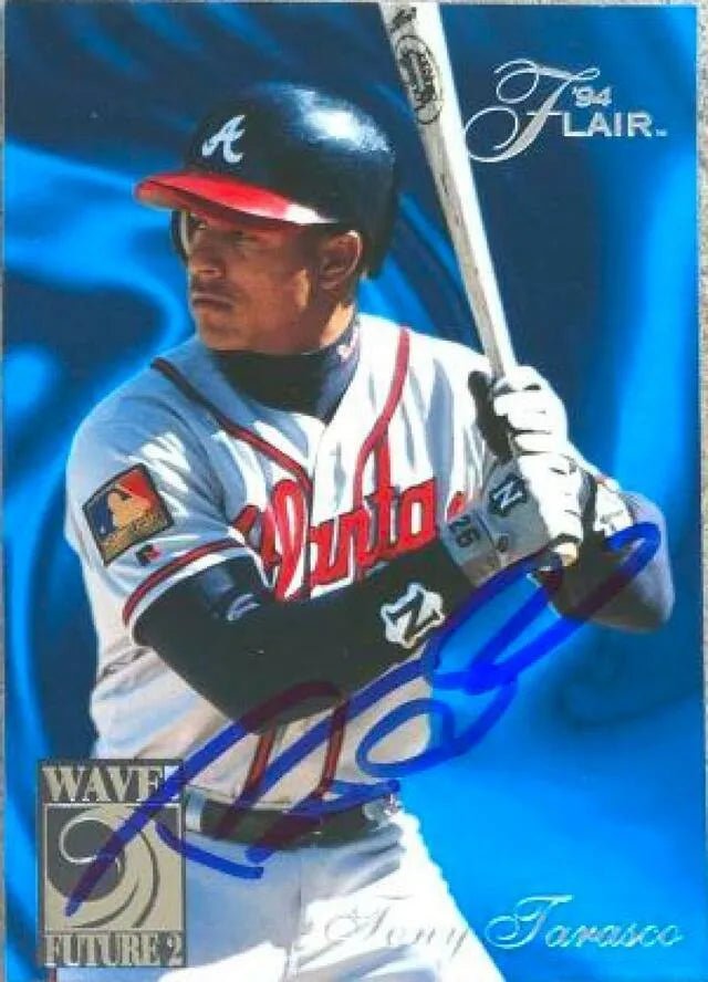 Tony Tarasco Signed 1994 Flair Wave of the Future Baseball Card - Atlanta Braves